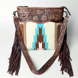 American Darling SIGNATURE CROSSBODY Hand Tooled Upcycled Wool Genuine Leather women bag western handbag purse