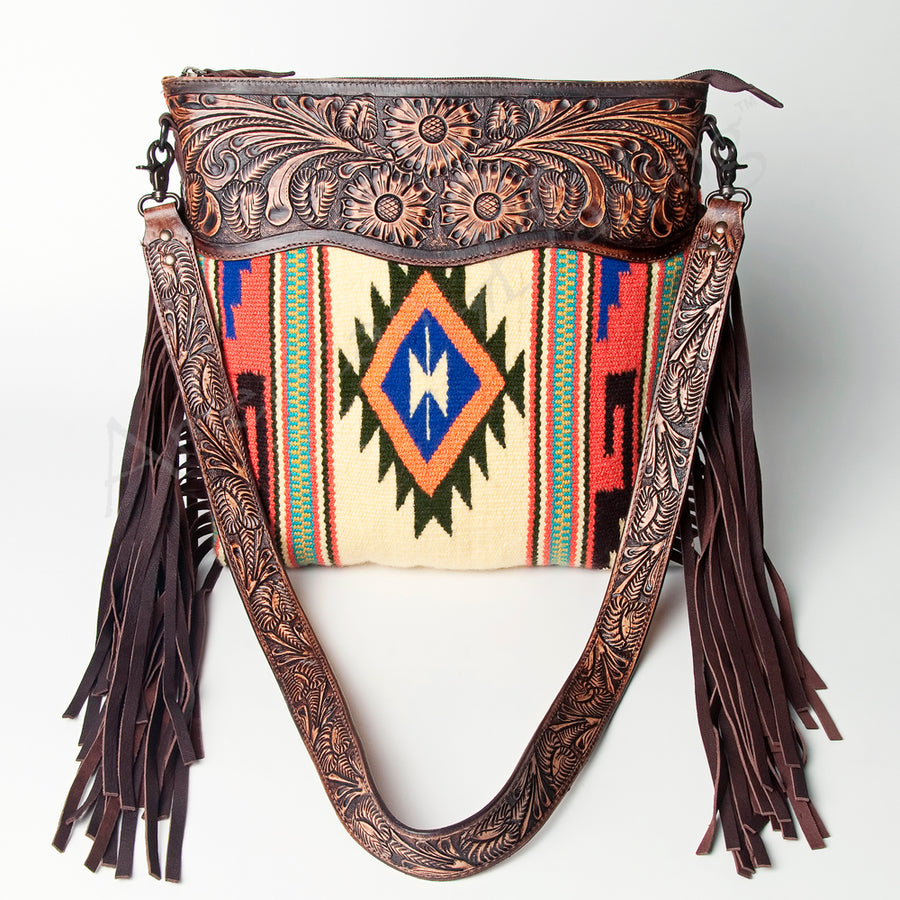 American Darling Signature Crossbody Hand Tooled Upcycled Wool Genuine Leather Women Bag Western Handbag Purse | for Cute
