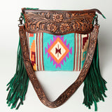 American Darling SIGNATURE CROSSBODY Hand Tooled Upcycled Wool Genuine Leather women bag western handbag purse