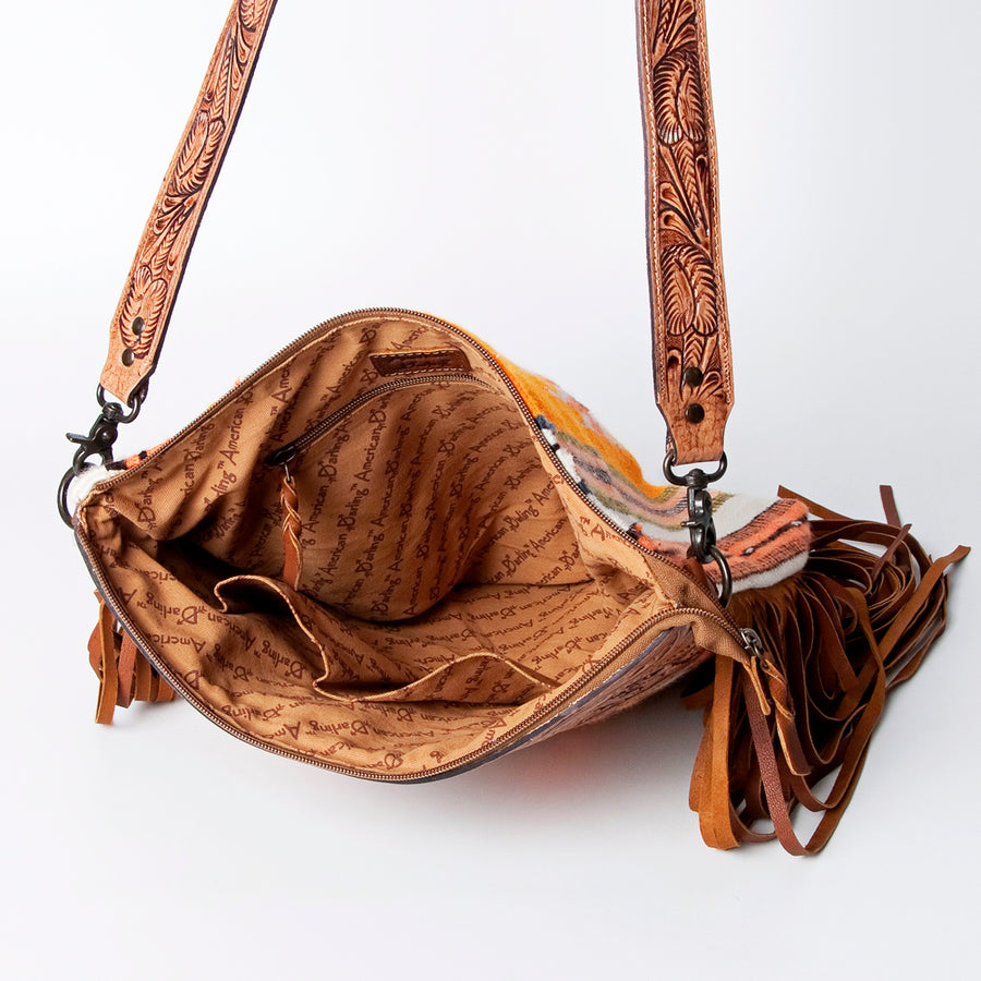 American Darling Signature Crossbody Hand Tooled Upcycled Wool Genuine Leather Women Bag Western Handbag Purse | for Cute
