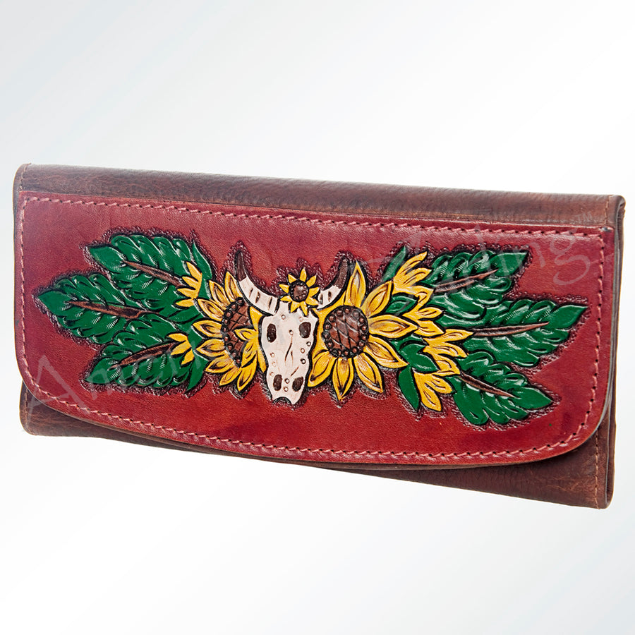American Darling Hand Tooled Wallet - Handcrafted Western Leather Clutch - Uhorse