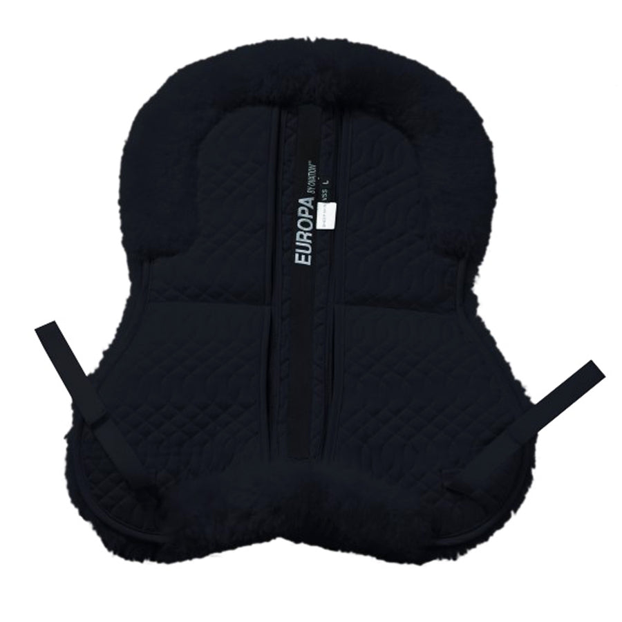 16.5-17 Ovation Europa Sheepskin 4-Shim Solid Spine Half Pad Black/Black - Uhorse