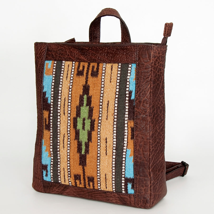 American Darling Backpack Saddle Blanket Fabric Genuine Leather Western Women Bag | for Laptop School Purse Travel - Uhorse