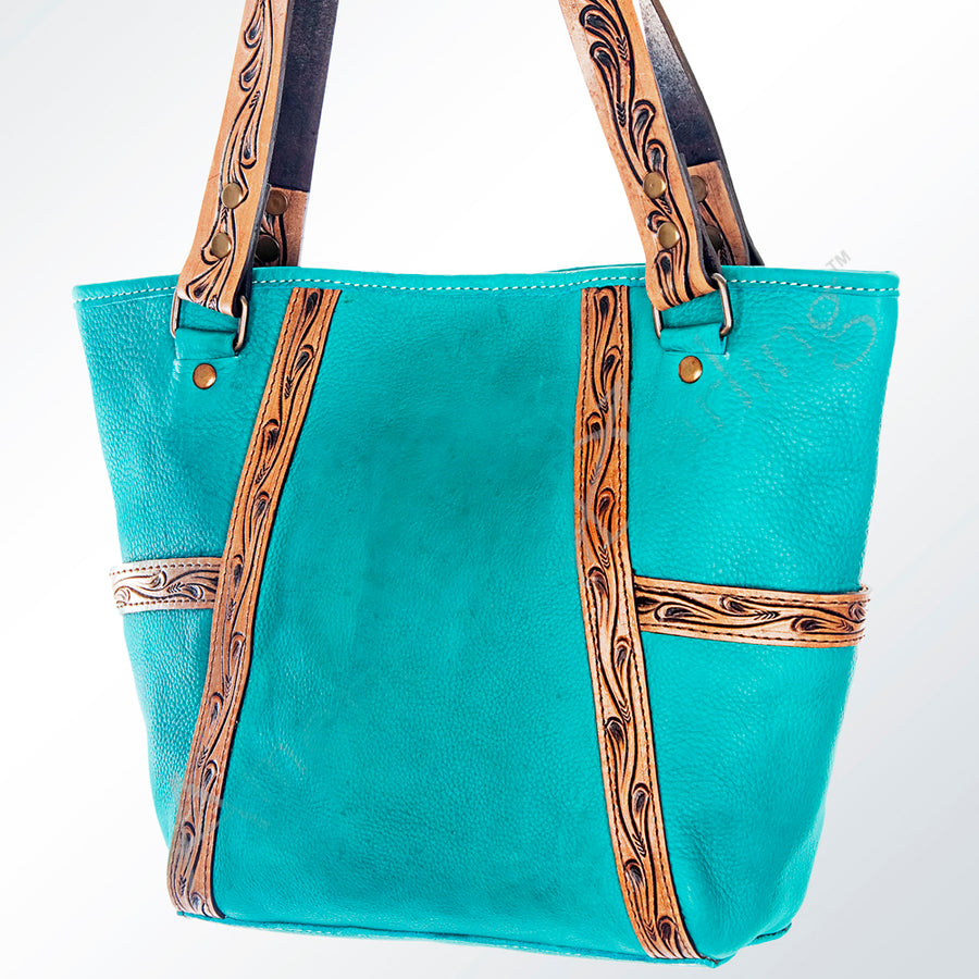 American Darling Hand Tooled Western Leather Tote Bag - Uhorse