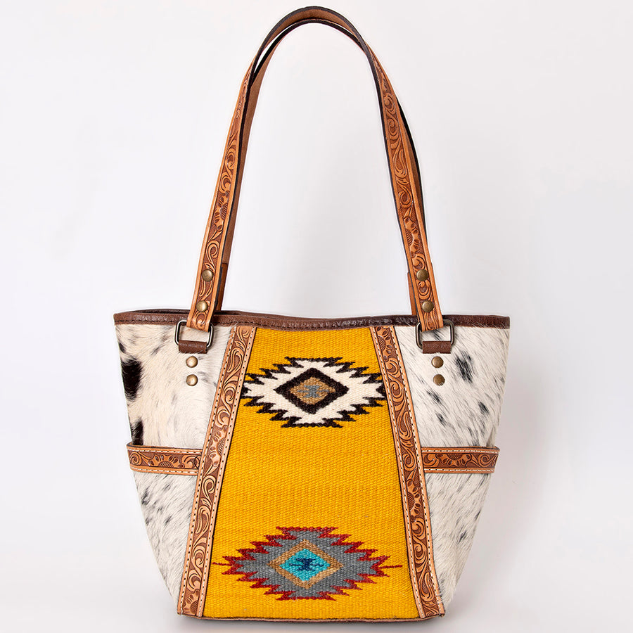 American Darling Tote Bag Hand Tooled Floral Carved Saddle Blanket Genuine Leather Western Purse with YKK Zipper