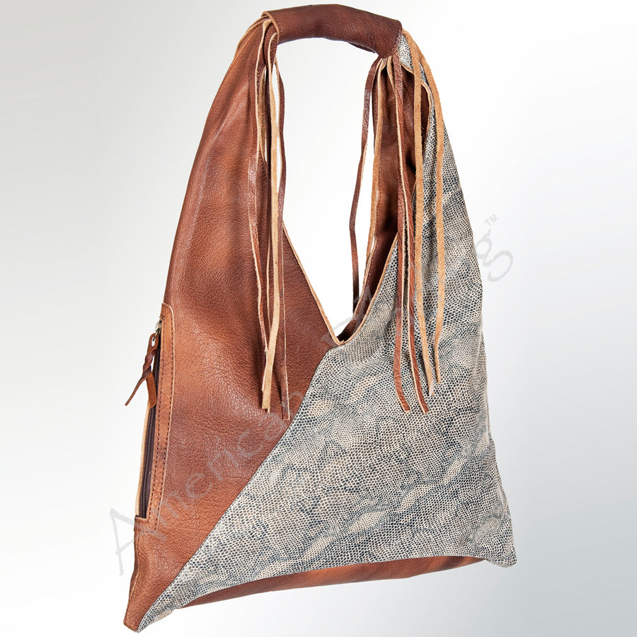 American Darling Handcrafted Western Leather Hobo Bag with Fringes - Uhorse