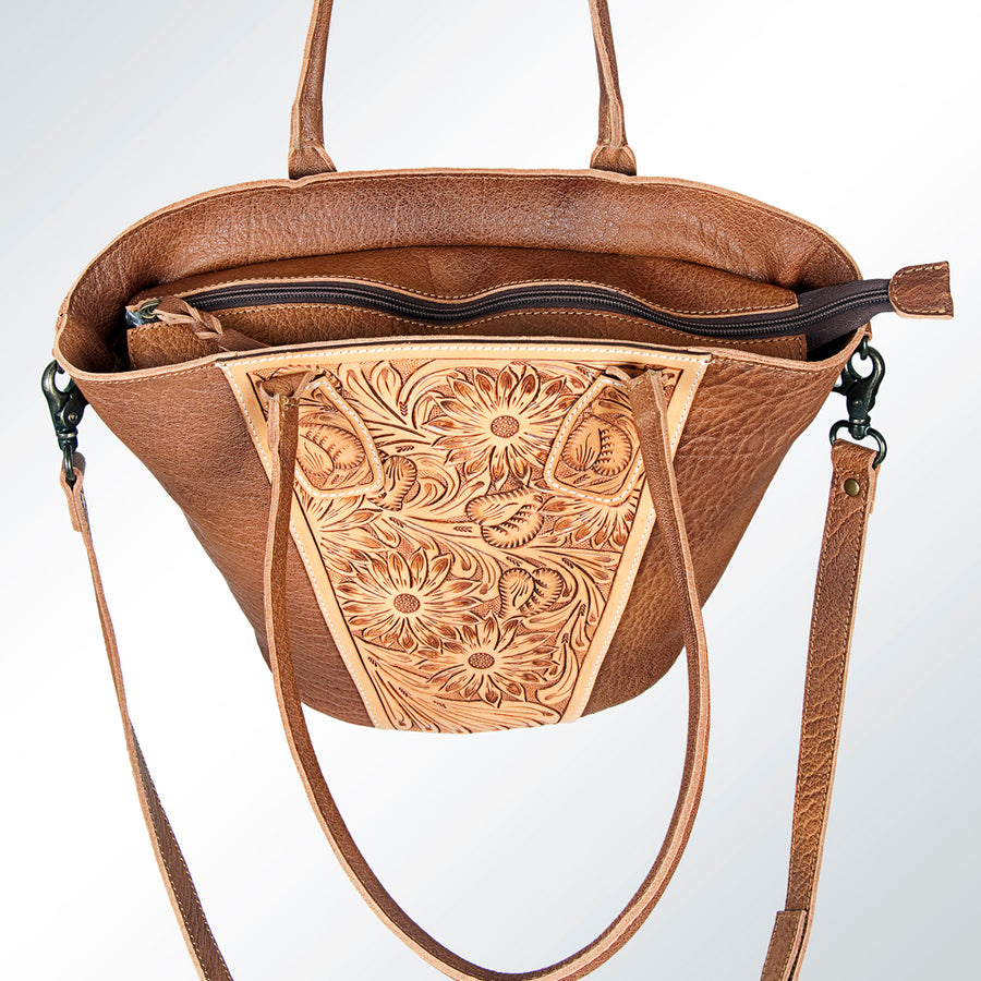 American Darling Hobo Bag Hand Tooled Floral Carved Cowhide Genuine Leather Western Bag with YKK Zipper
