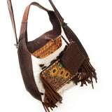 ADBG622B American Darling Hand Tooled Hair On Genuine Leather Women Bag Western Handbag Purse