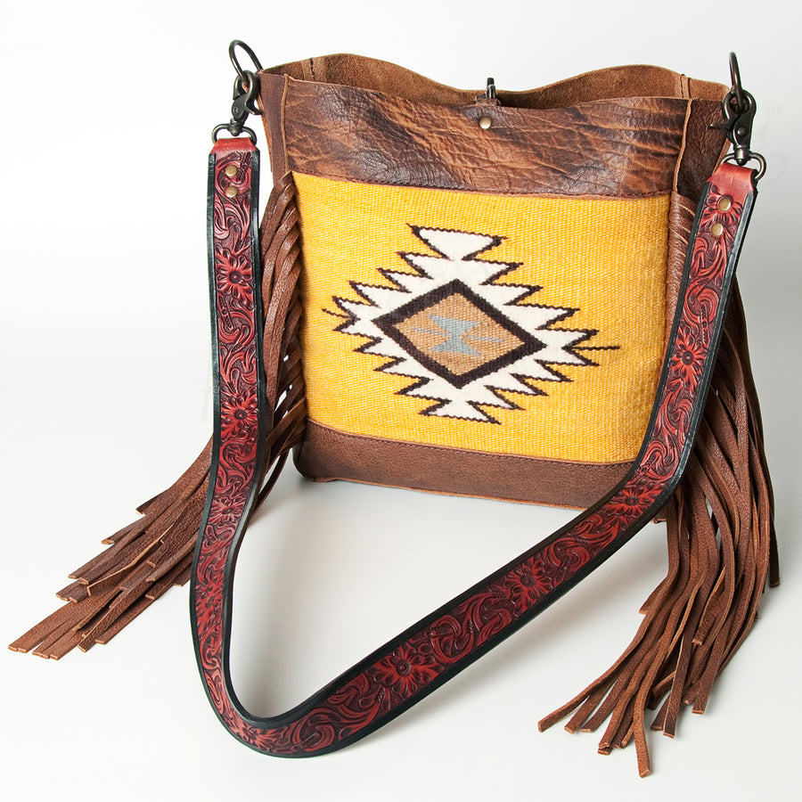 American Darling Hand Tooled Floral and Saddle Blanket Western Messenger Bag - Uhorse