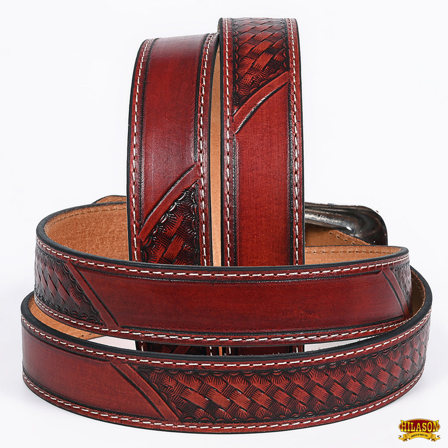 HILASON Western Genuine Leather Belt for Men Women Cowboy Cowgirl Handmade Unisex Full Grain Heavy Duty Engraved Buckle