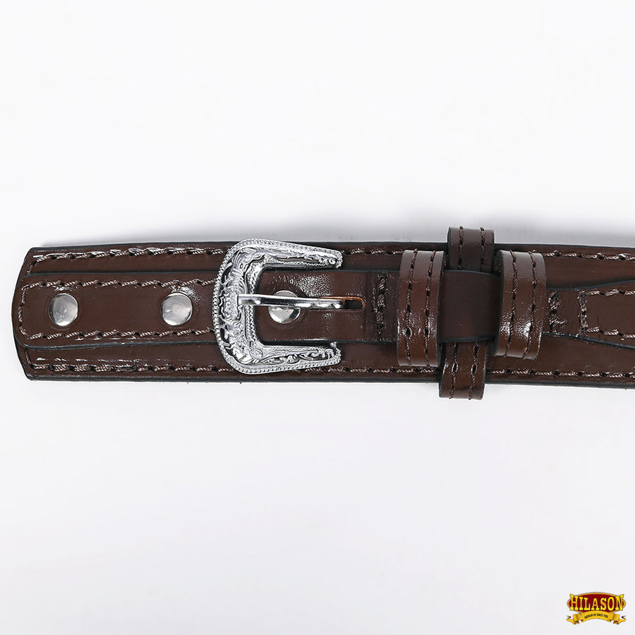 HILASON Western Genuine Leather Belt for Handmade Unisex Full Grain Heavy Duty Engraved Buckle Belt Dark Brown