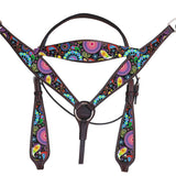 Hilason Western Horse Headstall Breast Collar Set American Leather Brown