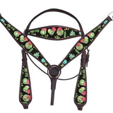 Hilason Western Horse Headstall Breast Collar Set American Leather Brown