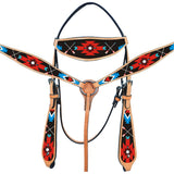 Hilason Western Horse Headstall Breast Collar Set American Leather Tan