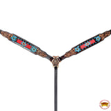 HILASON Floral Painted Beaded American Leather Horse Headstall Breast Collar