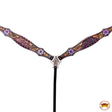 HILASON Floral Painted Beaded American Leather Horse Headstall Breast Collar