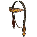 HILASON Floral Painted Beaded American Leather Horse Headstall Breast Collar