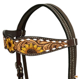 HILASON Floral Painted Beaded American Leather Horse Headstall Breast Collar