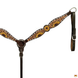 HILASON Floral Painted Beaded American Leather Horse Headstall Breast Collar