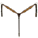 HILASON Floral Painted Beaded American Leather Horse Headstall Breast Collar