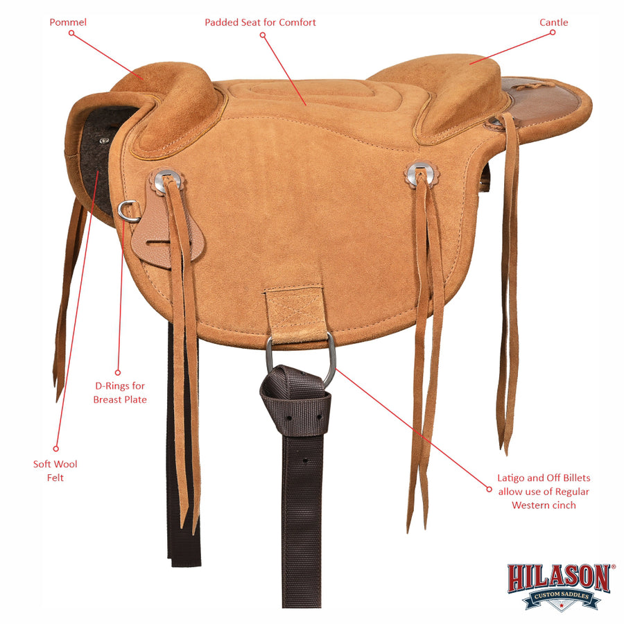 HILASON Western Baretek Bareback Pad Horsemanship Treeless Leather Black | Saddle Riding for Horses
