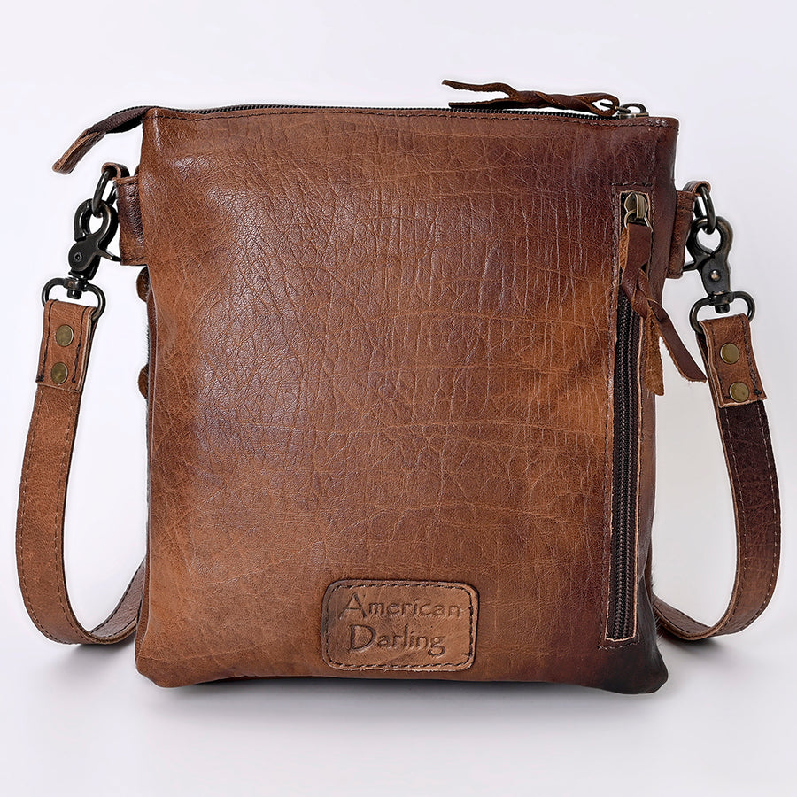 American Darling Chaps Bag Hair-On Cowhide Genuine Leather Western Purse with YKK Zipper and Triple Front Pockets