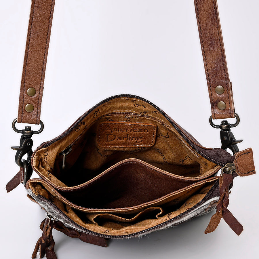 American Darling Chaps Bag Hair-On Cowhide Genuine Leather Western Purse with YKK Zipper and Triple Front Pockets