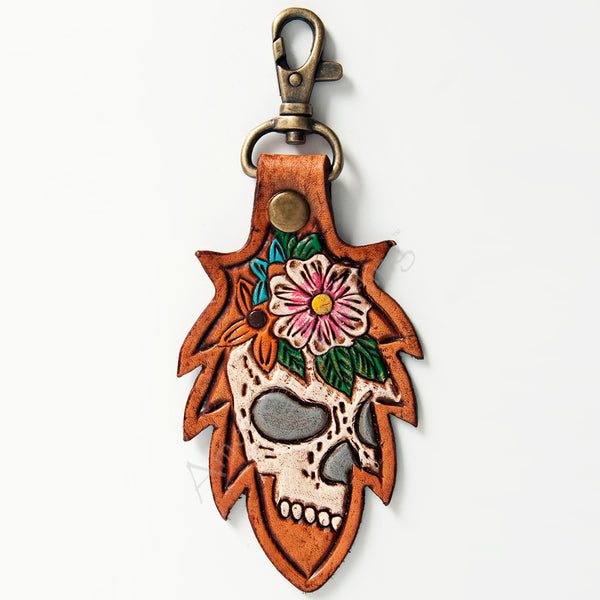 American Darling ADKR164 Hand Tooled Carved Genuine Leather Keyring – by Hilason – Cowboy and equestrian accessories