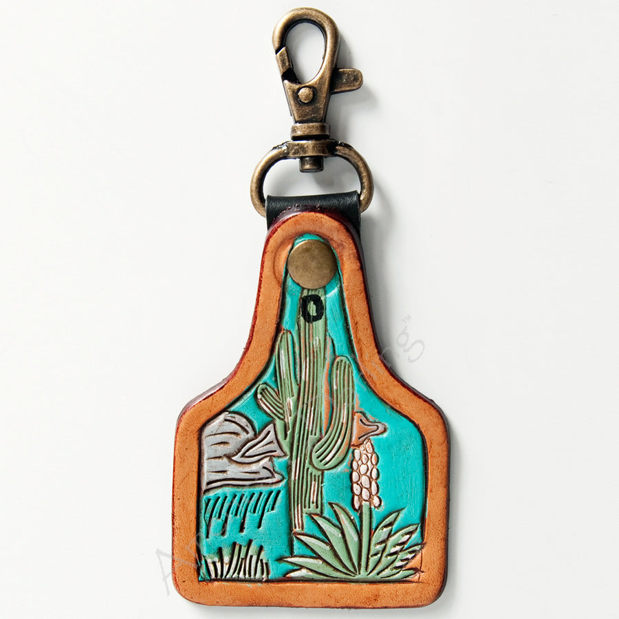 American Darling ADKR167 Hand Tooled Carved Genuine Leather Keyring – by Hilason – Cowboy and equestrian accessories