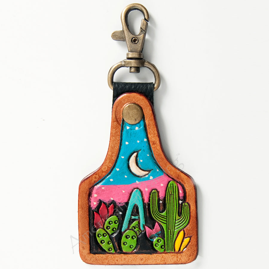 American Darling ADKR169 Hand Tooled Carved Genuine Leather Keyring – by Hilason – Cowboy and equestrian accessories