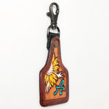 American Darling ADKR171 Hand Tooled Carved Genuine Leather Keyring