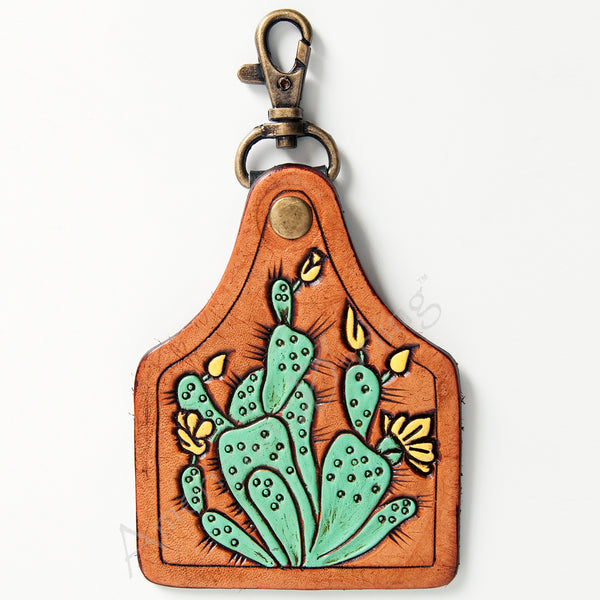 American Darling ADKR177 Hand Tooled Carved Genuine Leather Keyring – by Hilason – Cowboy and equestrian accessories