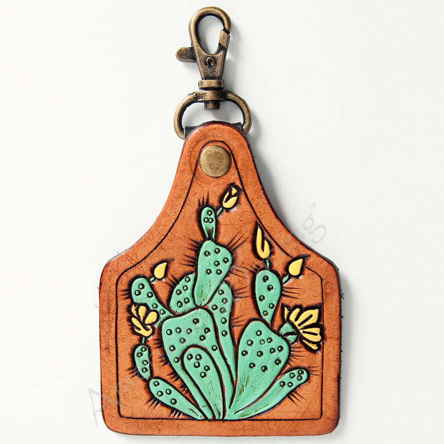 American Darling ADKR177 Hand Tooled Carved Genuine Leather Keyring – by Hilason – Cowboy and equestrian accessories