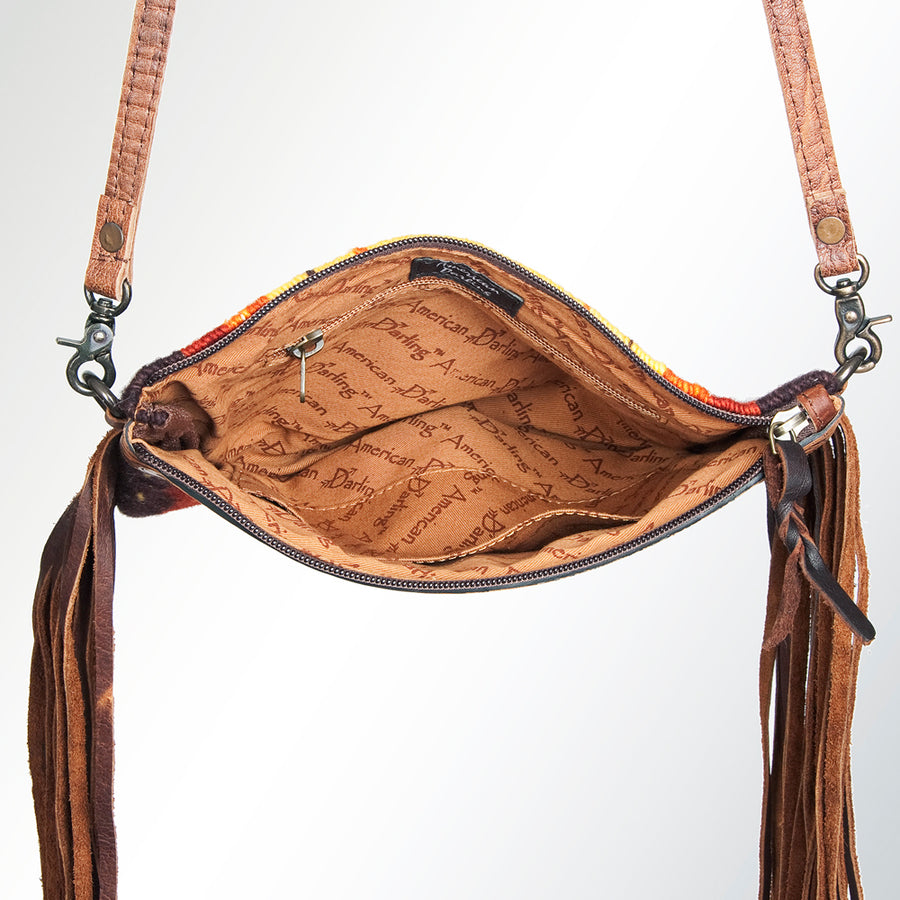 American Darling CrossBody Bag Saddle Blanket Fabric Genuine Leather Western Women Handbag Purse | for Cute Travel