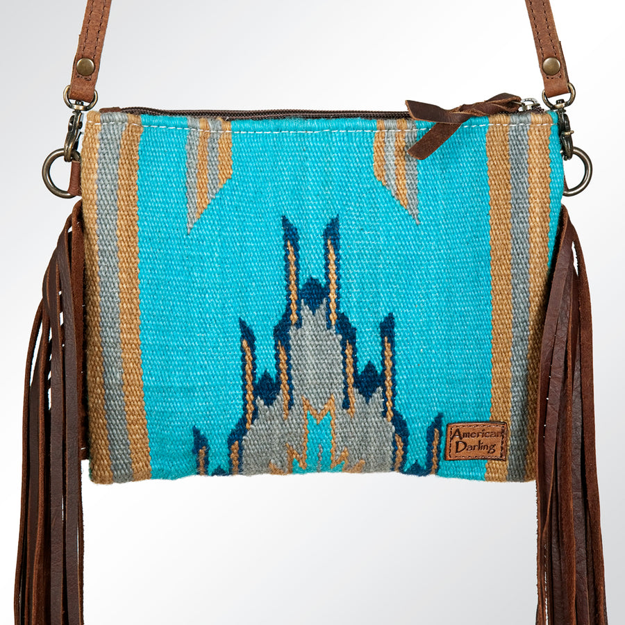 American Darling CrossBody Bag Saddle Blanket Fabric Genuine Leather Western Women Handbag Purse | for Cute Travel