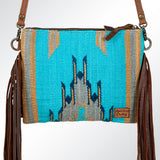 American Darling CrossBody Bag Saddle Blanket Fabric Genuine Leather Western Women Handbag Purse | for Cute Travel