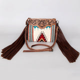 American Darling CrossBody Bag Saddle Blanket Fabric Genuine Leather Western Women Handbag Purse | for Cute Travel