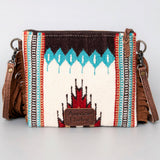 American Darling CrossBody Bag Saddle Blanket Fabric Genuine Leather Western Women Handbag Purse | for Cute Travel