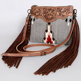 American Darling Western Cross body Bag | Hand-Tooled Leather and Saddle Blanket - Uhorse