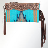 American Darling Wristlet Bag Handcrafted from Floral Embossed Damascus Genuine Leather with YKK Zipper and Wrist Strap