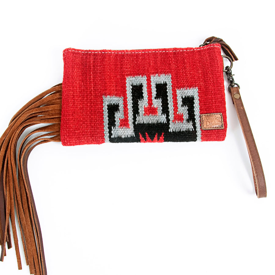 American Darling Wristlet Bag Handcrafted from Floral Embossed Damascus Genuine Leather with YKK Zipper and Wrist Strap