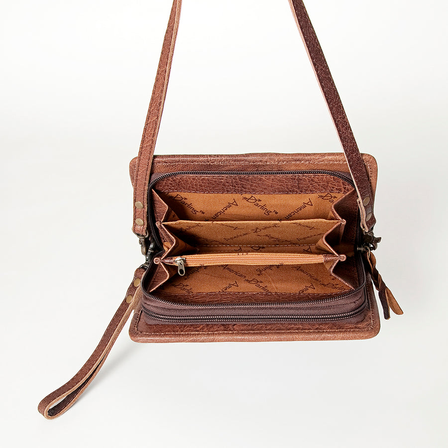 American Darling Organizer Hair On Genuine Leather Western Women Bag Handbag Purse | for Cute Travel