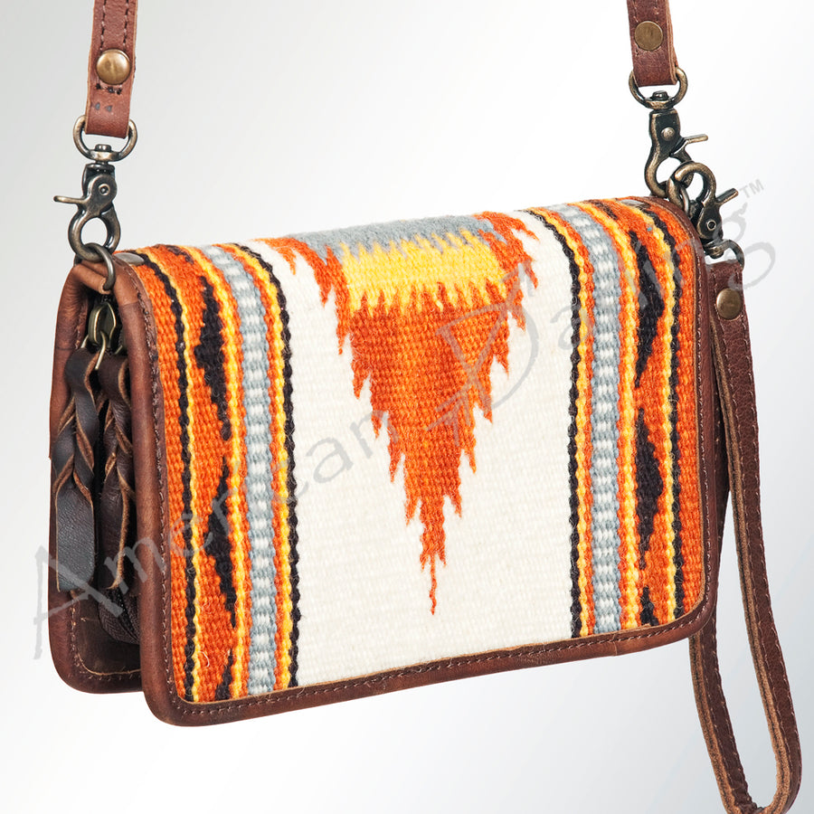 American Darling ORGANISER Upcycled Wool Genuine Leather women bag western handbag purse - Uhorse