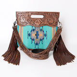 American Darling Clutch Hand Tooled Saddle Blanket Fabric Genuine Leather Western Women Bag Handbag Purse | Purses for Cute