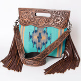 ADBGS146I American Darling CLUTCH Hand Tooled Upcycled Wool Genuine Leather women bag western handbag purse