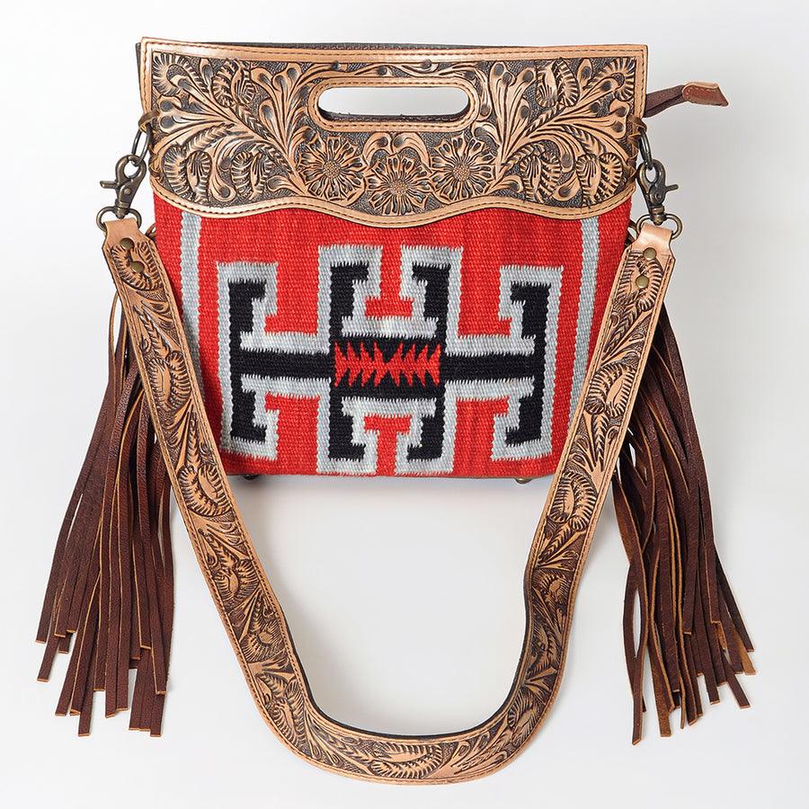 American Darling Clutch Hand Tooled Saddle Blanket Fabric Genuine Leather Western Women Bag Handbag Purse | Purses for Cute