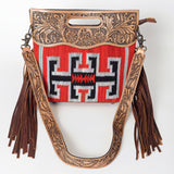American Darling Clutch Hand Tooled Saddle Blanket Fabric Genuine Leather Western Women Bag Handbag Purse | Purses for Cute