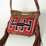 American Darling Clutch Hand Tooled Saddle Blanket Fabric Genuine Leather Western Women Bag Handbag Purse | Purses for Cute