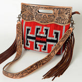 American Darling Clutch Hand Tooled Saddle Blanket Fabric Genuine Leather Western Women Bag Handbag Purse | Purses for Cute