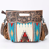 American Darling Clutch Hand Tooled Saddle Blanket Fabric Genuine